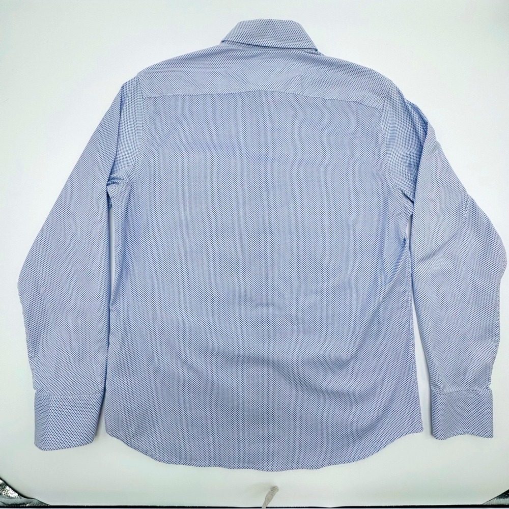 Twillory Untuckable Mens Blue White Geometric Tailored Fit Shirt Size M - Picture 2 of 9